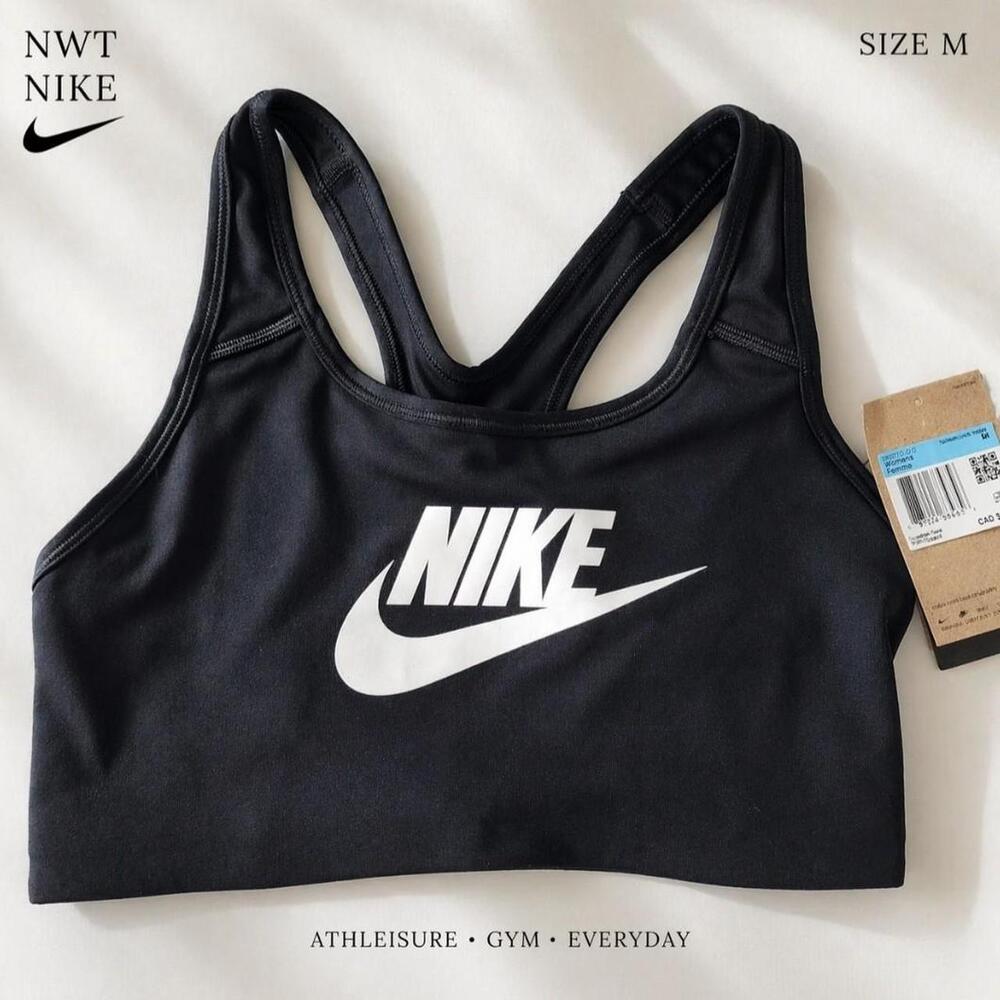 Nike Big Logo Sports Bra Black Medium NWT | Athleisure Gym Y2K